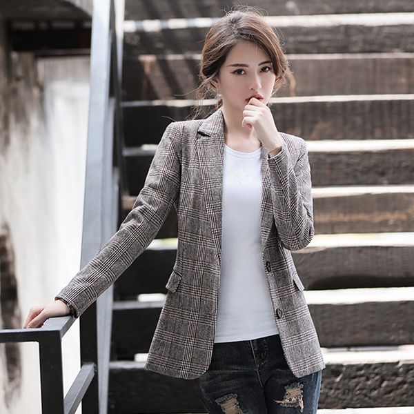 spring summer women vintage plaid blazers jackets work office lady suit slim double breasted business female blazer coat, White;black
spring summer women vintage plaid blazers jackets work office lady suit slim double breasted business female blazer coat, White;black