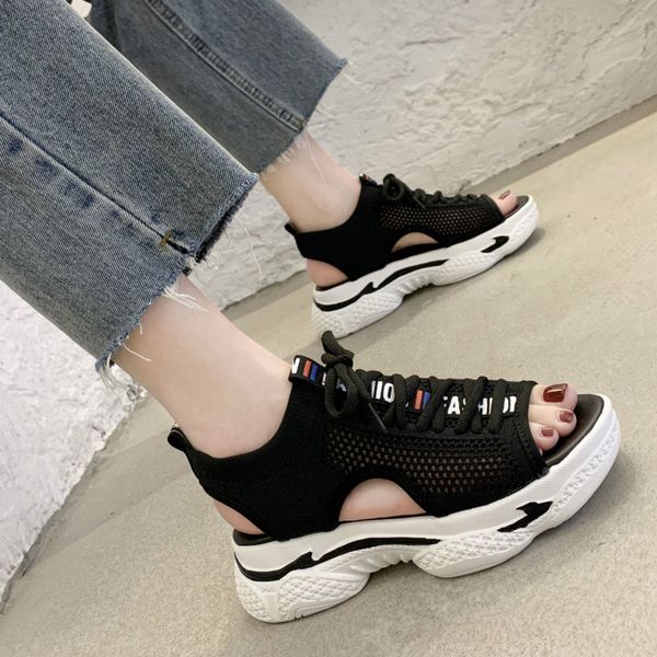 2020 summer women shoes new casual flying woven thick bottom soft breathable mesh hollow fish mouth high heeled female sandals, Black
2020 summer women shoes new casual flying woven thick bottom soft breathable mesh hollow fish mouth high heeled female sandals, Black