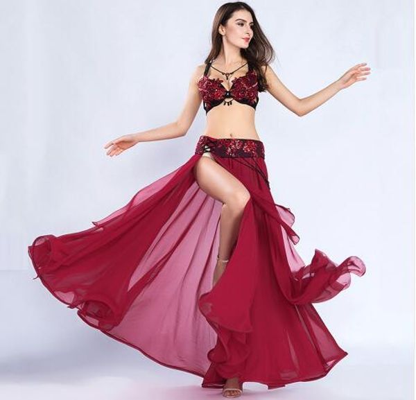 2018 new belly dance suit set 3 pcs (bra belt long skirt) mesh + rhinestone oriental skirt set for dancing outfit 8803, Black;red
2018 new belly dance suit set 3 pcs (bra belt long skirt) mesh + rhinestone oriental skirt set for dancing outfit 8803, Black;red