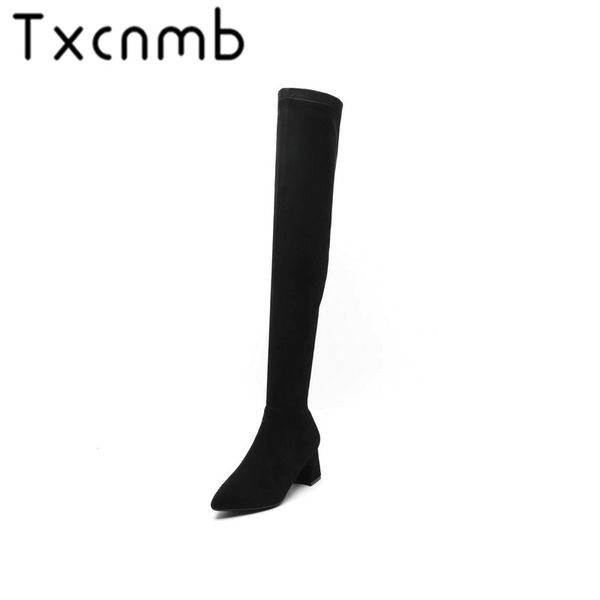 txcnmb elastic microfiber boots women over the knee flock leather women shoes woman long booties pointed toe high heel, Black
txcnmb elastic microfiber boots women over the knee flock leather women shoes woman long booties pointed toe high heel, Black