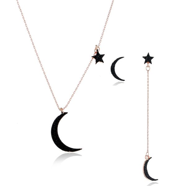 new necklace and stud combo popular fashion personality accessories crystal star and moon necklace stud set wholesale, Silver
new necklace and stud combo popular fashion personality accessories crystal star and moon necklace stud set wholesale, Silver