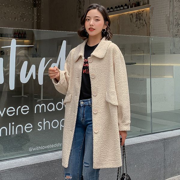 faux lamb wool coat 2019 winter new women's long korean loose blends women luxury lapel female plush coats jackets, Black
faux lamb wool coat 2019 winter new women's long korean loose blends women luxury lapel female plush coats jackets, Black