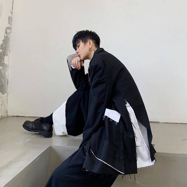 мужчины куртка vintage япония streetwear punk gothic hip hop сыпучая повседневного blazer куртка мужчина щелевых сращивания костюма пальто в, White;black
мужчины куртка vintage япония streetwear punk gothic hip hop сыпучая повседневного blazer куртка мужчина щелевых сращивания костюма пальто в, White;black