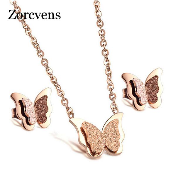 romantic butterfly necklace + earring jewelry sets fashion rose gold-color stainless steel women engagement accessories, Silver
romantic butterfly necklace + earring jewelry sets fashion rose gold-color stainless steel women engagement accessories, Silver
