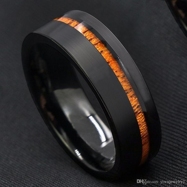 8mm black brushed tungsten carbide ring koa wood inlay wedding band engagement jewelry size 6- 13, Silver
8mm black brushed tungsten carbide ring koa wood inlay wedding band engagement jewelry size 6- 13, Silver