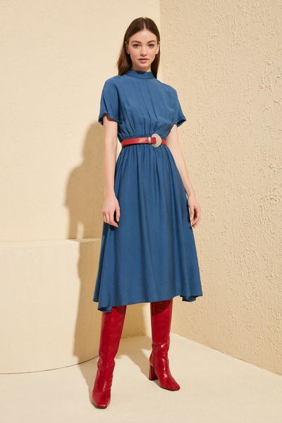 trendyol upright collar dress twoss20el0167, Black;gray