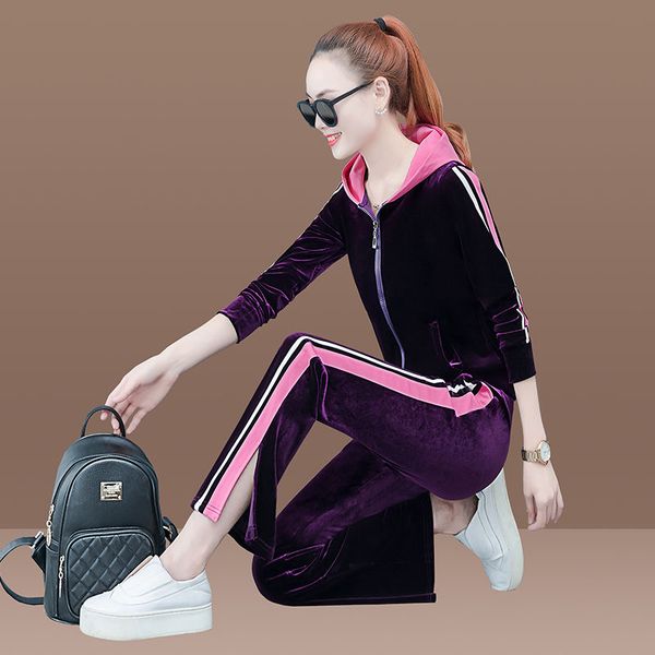 velour tracksuit gold velvet suit women's autumn 2020 casual wide leg pants dark green slim sports suit two-piece womens sets, White
velour tracksuit gold velvet suit women's autumn 2020 casual wide leg pants dark green slim sports suit two-piece womens sets, White