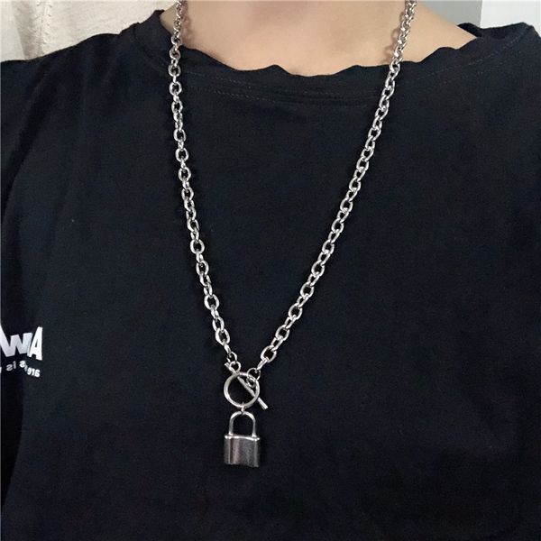 fashion hip-hop lock titanium steel necklace retro cold wind male and female couple hundred accessories sale, Silver
fashion hip-hop lock titanium steel necklace retro cold wind male and female couple hundred accessories sale, Silver