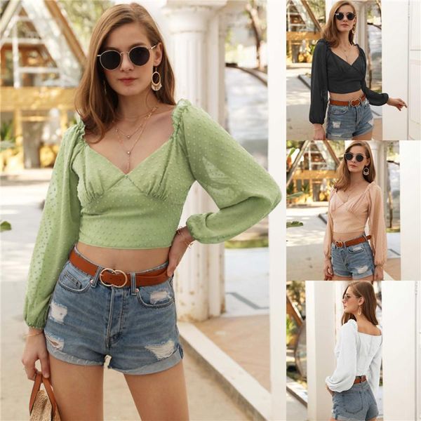 panelled fashion polka dot print lantern sleeve v neck blouse pure color tees womens designer, White
panelled fashion polka dot print lantern sleeve v neck blouse pure color tees womens designer, White