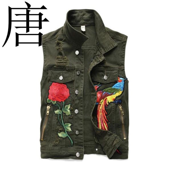 2019 new brand men's denim vest waistcoat fashion locomotive green heavy industry embroidery phoenix denim waistcoat men's wear, Black;white
2019 new brand men's denim vest waistcoat fashion locomotive green heavy industry embroidery phoenix denim waistcoat men's wear, Black;white