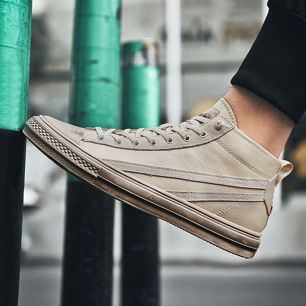 leather men shoes high sneakers casual men white shoes genuine leather footwear brand male korean version, Black
leather men shoes high sneakers casual men white shoes genuine leather footwear brand male korean version, Black