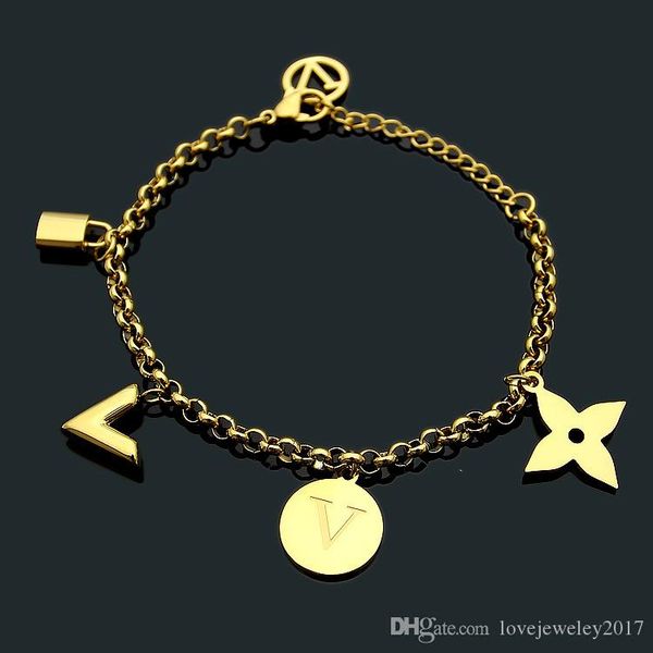 luxury designer jewelry women bracelet four leaf flower charm bracelets silver rose gold with flower accessories fashion jewelry, Golden;silver