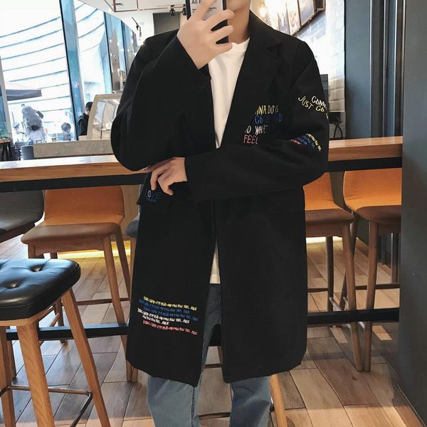 2017 winter new pattern fashion casual embroidery woolen overcoat loose turn-down collar mid-length coat big size, Black
2017 winter new pattern fashion casual embroidery woolen overcoat loose turn-down collar mid-length coat big size, Black