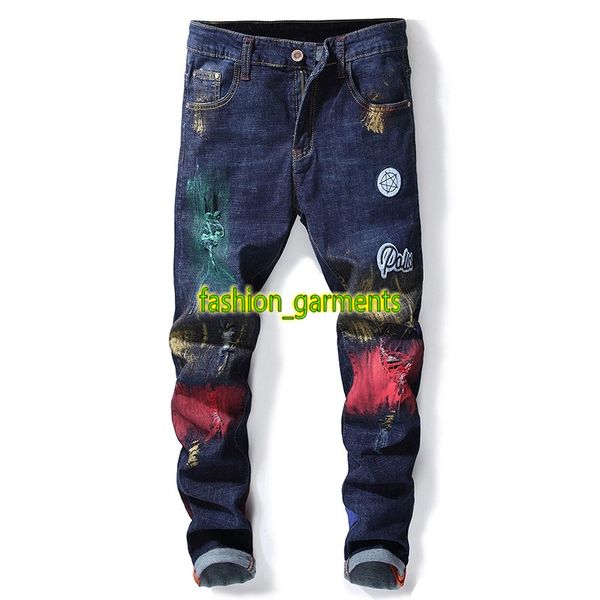 new fashion jeans mens straight jeans men embroidered hole jeans stylist trousers personality tide men pants, Blue
new fashion jeans mens straight jeans men embroidered hole jeans stylist trousers personality tide men pants, Blue