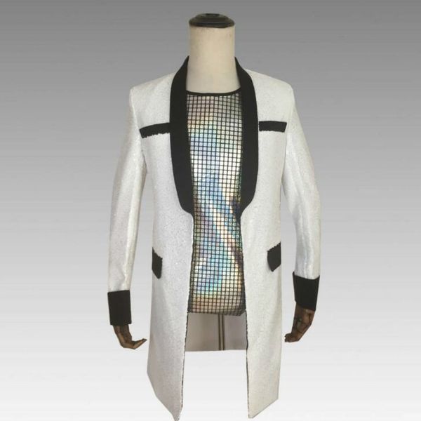 european and american men's white long suit new bar male guest magician performance clothing, White;black
european and american men's white long suit new bar male guest magician performance clothing, White;black