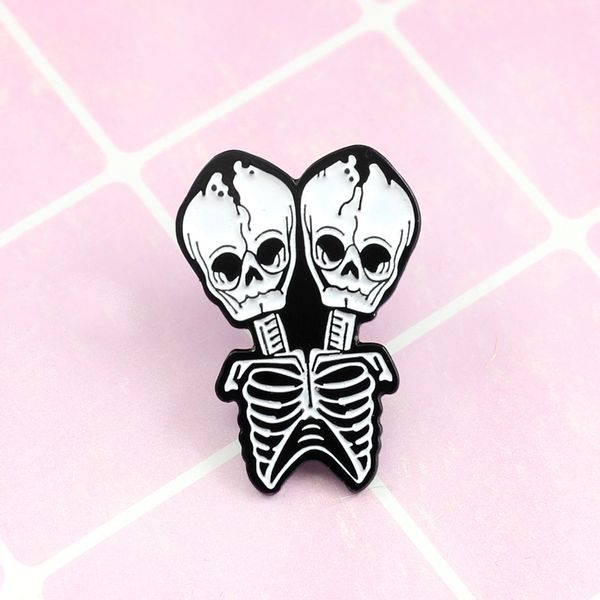 siamese skeleton brooch couple skull sharing body death enamel pin tote bag leather gothic badge halloween couple love gifts, Gray
siamese skeleton brooch couple skull sharing body death enamel pin tote bag leather gothic badge halloween couple love gifts, Gray