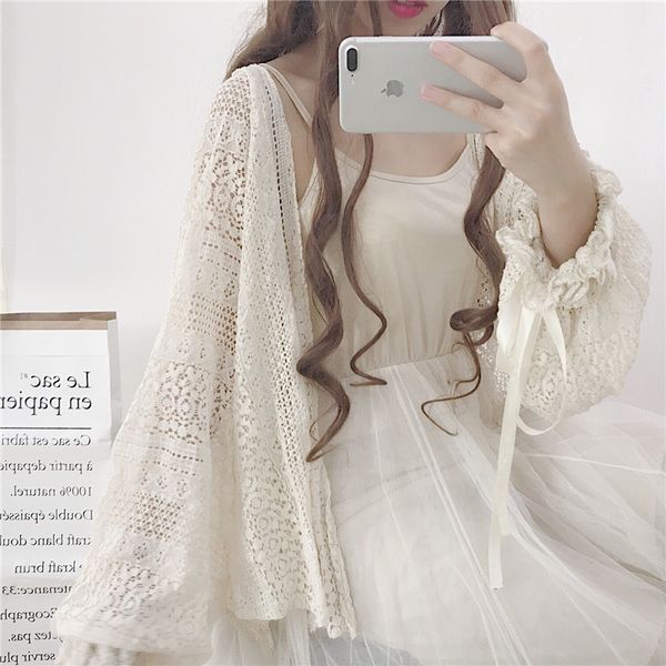 mori girl sweet bow lacing hollow out lace blouse lolita princess sunscreen shirt lantern sleeve shirt, White
mori girl sweet bow lacing hollow out lace blouse lolita princess sunscreen shirt lantern sleeve shirt, White