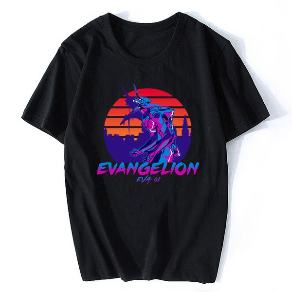 

neon genesis evangelion t shirt attack angel eva 01 02 anime japan vaporwave t-shirt short sleeve harajuku streetwear tshirt, White;black