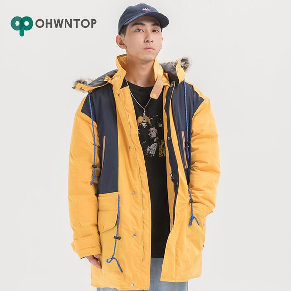 men long jacket parka fur hood men winter windbreaker hip hop streetwear color block harajuku padded jacket coat hooded outwear, Black
men long jacket parka fur hood men winter windbreaker hip hop streetwear color block harajuku padded jacket coat hooded outwear, Black