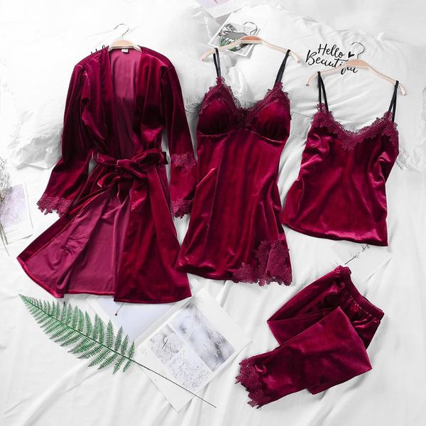 женская ночное пижама золотого бархат 4 шт warm пижама комплекты женщина robe пижама рукава ночное костюмов, Black;red
женская ночное пижама золотого бархат 4 шт warm пижама комплекты женщина robe пижама рукава ночное костюмов, Black;red