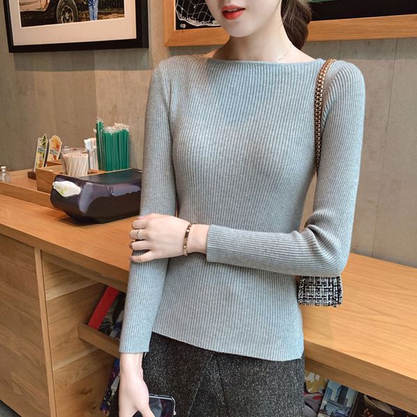 autumn winter slash neck sweater long-sleeved knit pullover women casual slim sweater delicate, White;black
autumn winter slash neck sweater long-sleeved knit pullover women casual slim sweater delicate, White;black