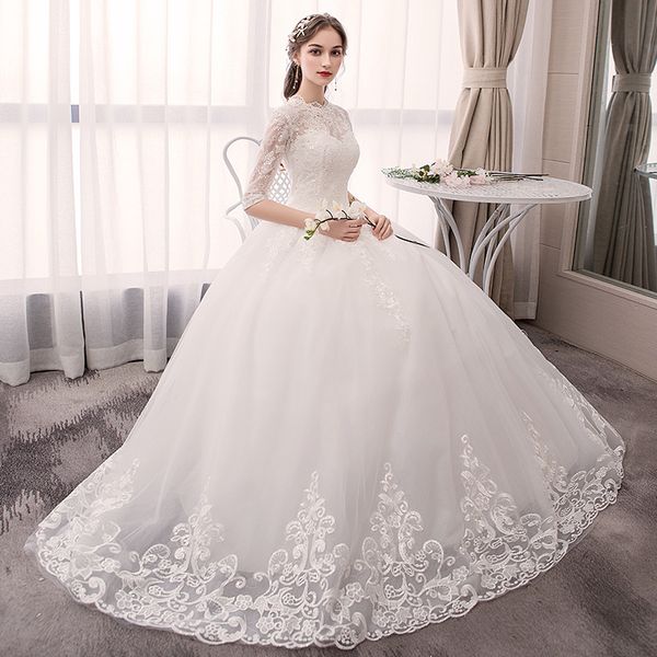 spring and summer 2019 new lace long sleeve bride wedding dress gentle korean style large size high waist wedding dress female, White
spring and summer 2019 new lace long sleeve bride wedding dress gentle korean style large size high waist wedding dress female, White