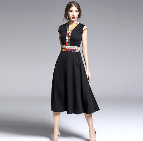 new half-sleeved waist and long mid-length ladies temperament slim black color dress, Black;gray
new half-sleeved waist and long mid-length ladies temperament slim black color dress, Black;gray