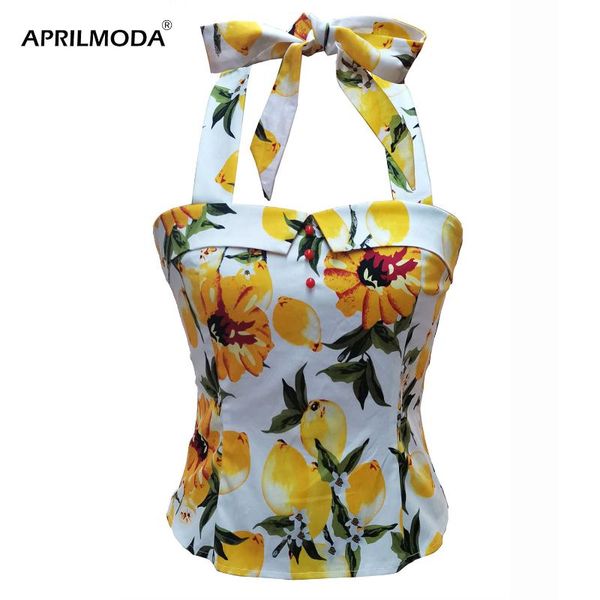 summer vintage 50s 60s shirt lemon yellow white printed button halter pinup retro shirts cropped shirts rock clothing
summer vintage 50s 60s shirt lemon yellow white printed button halter pinup retro shirts cropped shirts rock clothing