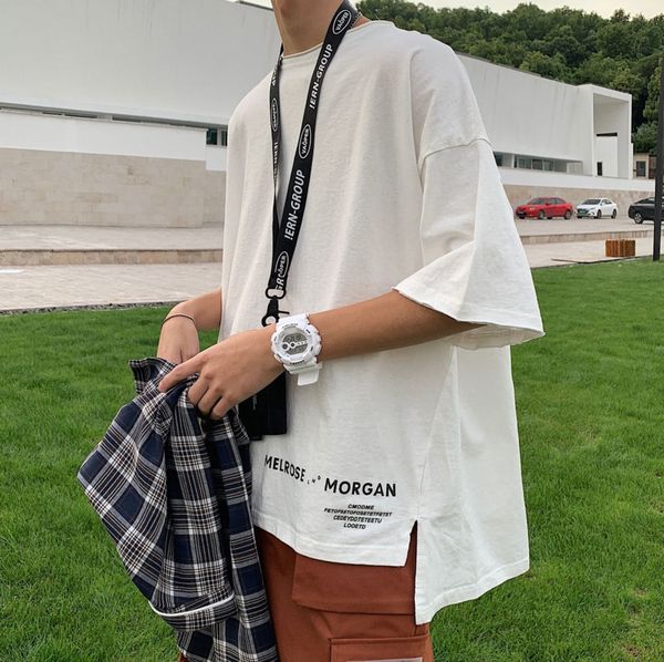 2020 summer new youth popular irregular stitching alphabet printing five-point sleeve t-shirt fashion casual round neck pullover, White;black
2020 summer new youth popular irregular stitching alphabet printing five-point sleeve t-shirt fashion casual round neck pullover, White;black
