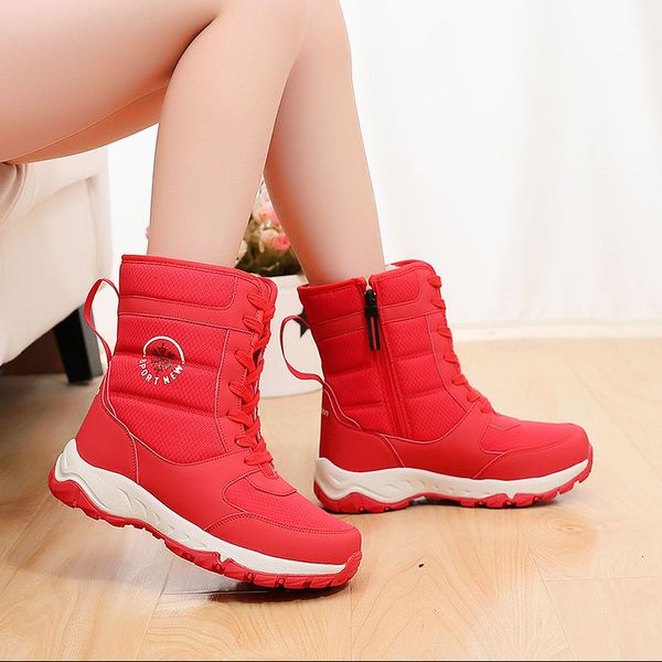 women snow boots 2019 warm plush women winter shoes fashion lace-up platform boots waterproof non-slip mid-calf, Black
women snow boots 2019 warm plush women winter shoes fashion lace-up platform boots waterproof non-slip mid-calf, Black