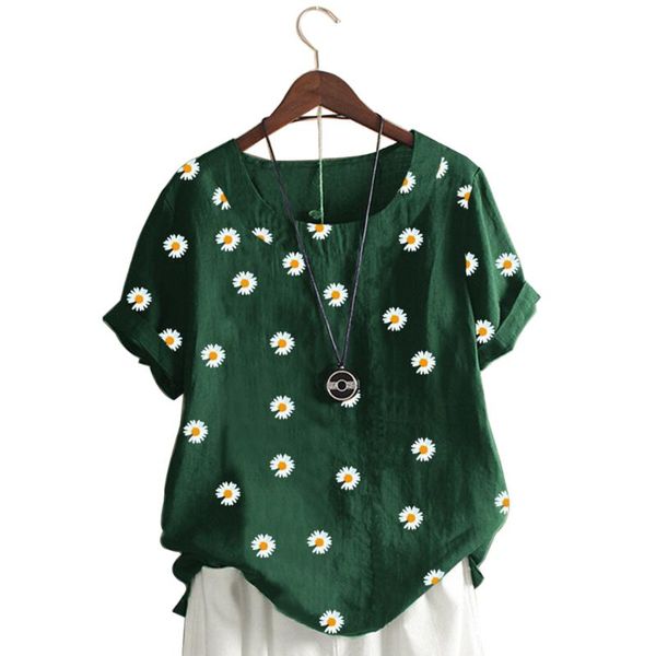 calofe women 2020 summer daisy print cotton linen blouse shirt short sleeve buttons pullover 5xl casual o-neck lady blusa, White
calofe women 2020 summer daisy print cotton linen blouse shirt short sleeve buttons pullover 5xl casual o-neck lady blusa, White
