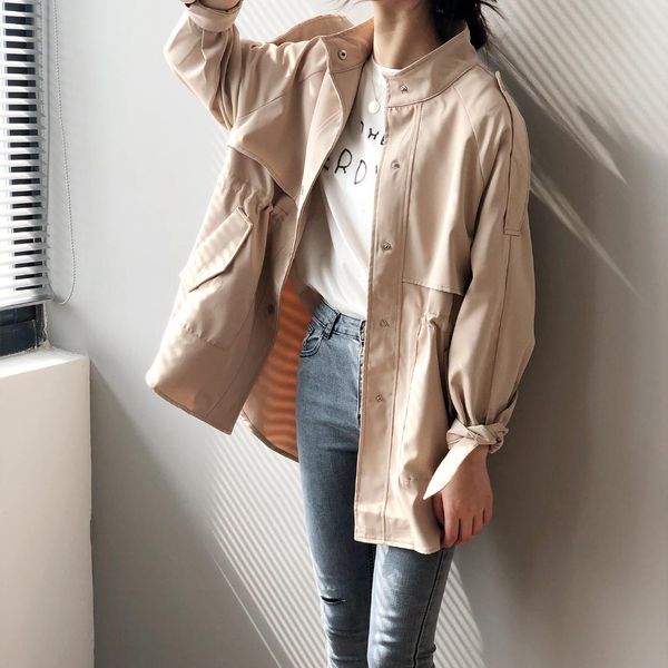 women's windbreaker short paragraph 2019 autumn new fashion comfortable solid color wild casual shirt student loose jacket women, Black;brown
women's windbreaker short paragraph 2019 autumn new fashion comfortable solid color wild casual shirt student loose jacket women, Black;brown