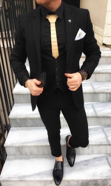 Black Slim Fit Mens Suits Casual Business Wedding Tuxedos Groom Wear Bridegroom Prom Suits Blazer Costume Homme 3Pcs(Jacket+Pants+Vest)
Black Slim Fit Mens Suits Casual Business Wedding Tuxedos Groom Wear Bridegroom Prom Suits Blazer Costume Homme 3Pcs(Jacket+Pants+Vest)