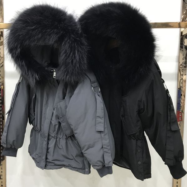 large real raccoon fur 2019 women winter jacket hooded warm female white duck down jacket medium long parkas loose women coat, Black
large real raccoon fur 2019 women winter jacket hooded warm female white duck down jacket medium long parkas loose women coat, Black