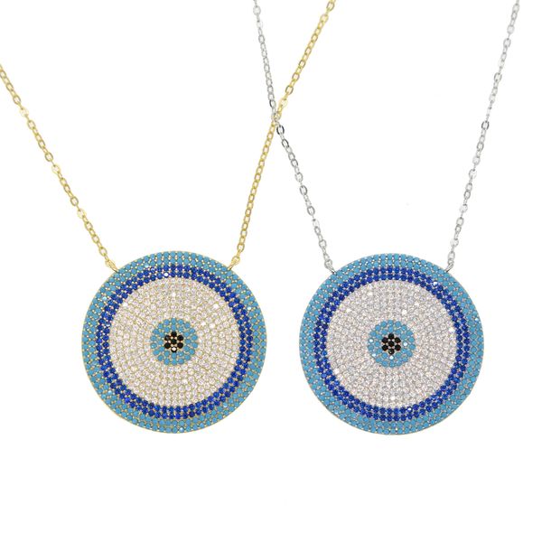 geometric big round evil eye necklace micro pave nano turquoise trendy gorgegous jewelry, Silver
geometric big round evil eye necklace micro pave nano turquoise trendy gorgegous jewelry, Silver