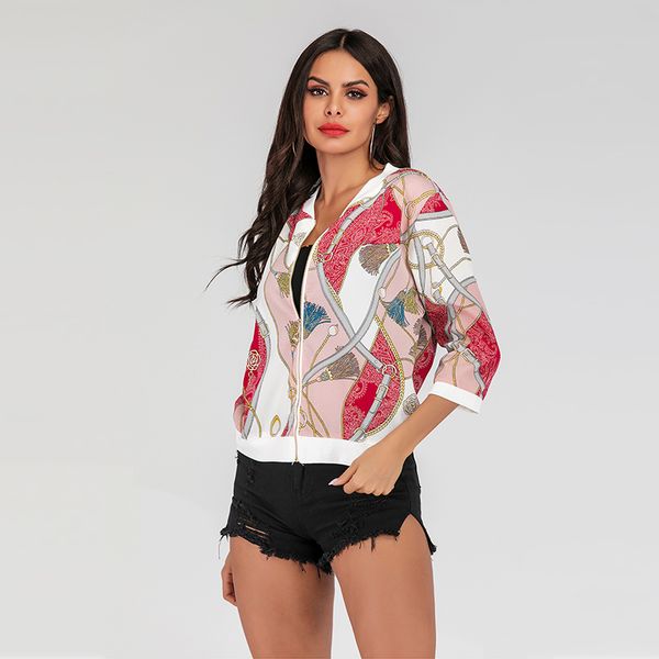 2019 european and american summer fashion selling women's casual geometric printed zipper loose seven-sleeve sunscreen coat, Black;brown
2019 european and american summer fashion selling women's casual geometric printed zipper loose seven-sleeve sunscreen coat, Black;brown