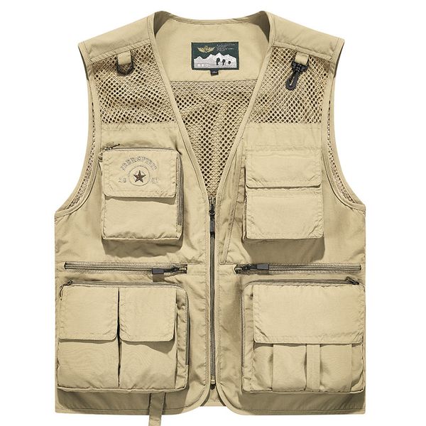 summer vest men collarless mesh breathable sleeveless jacket multi-pockets tactical vest outdoor fishing pgraphy waistcoat, Black;white
summer vest men collarless mesh breathable sleeveless jacket multi-pockets tactical vest outdoor fishing pgraphy waistcoat, Black;white