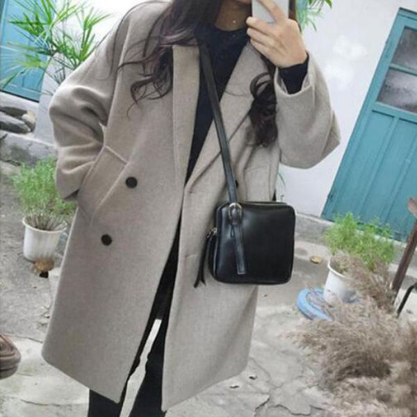 coats thin wool blend coat women long sleeve turn-down collar outwear jacket casual autumn winter elegant overcoat veste femme, Black
coats thin wool blend coat women long sleeve turn-down collar outwear jacket casual autumn winter elegant overcoat veste femme, Black