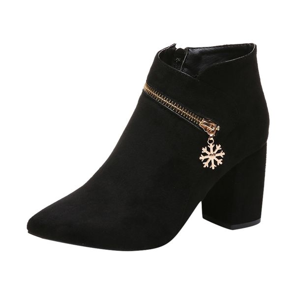 women ladies fashion ankle pointed toe casual shoes suqare heels single boots, Black
women ladies fashion ankle pointed toe casual shoes suqare heels single boots, Black