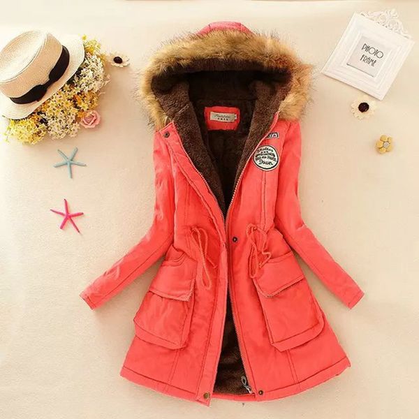 winter brand designer ladies parker coat fashion slim style hooded fur ladies coat winter windproof warm jacket, Black