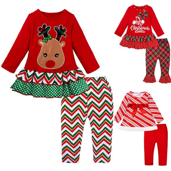 child girl christmas clothes set elk printed shirt dress with bow pants 2 pcs baby my 1st christmas new, White
child girl christmas clothes set elk printed shirt dress with bow pants 2 pcs baby my 1st christmas new, White