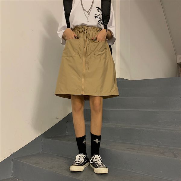 drawstring high waist pocket solid cargo streetwear women hiphop a-line summer skirt front zipper korean harajuku plus size, Black
drawstring high waist pocket solid cargo streetwear women hiphop a-line summer skirt front zipper korean harajuku plus size, Black