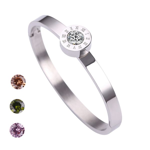 new roman numeral replaceable crystals bangles romantic gifts for women stainless steel jewelry handsome cuff bracelets, Black
new roman numeral replaceable crystals bangles romantic gifts for women stainless steel jewelry handsome cuff bracelets, Black