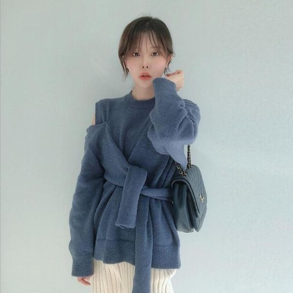 qooth fashion cold shoulder lace-up sweater women korean o neck long sleeve thick winter sweater chic knitted pullover pull femm, White;black
qooth fashion cold shoulder lace-up sweater women korean o neck long sleeve thick winter sweater chic knitted pullover pull femm, White;black
