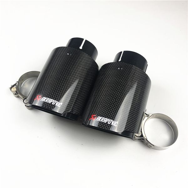 a pair glossy carbon + black stainless steel universal muffler akrapovic exhaust end tips auto car cover styling
a pair glossy carbon + black stainless steel universal muffler akrapovic exhaust end tips auto car cover styling