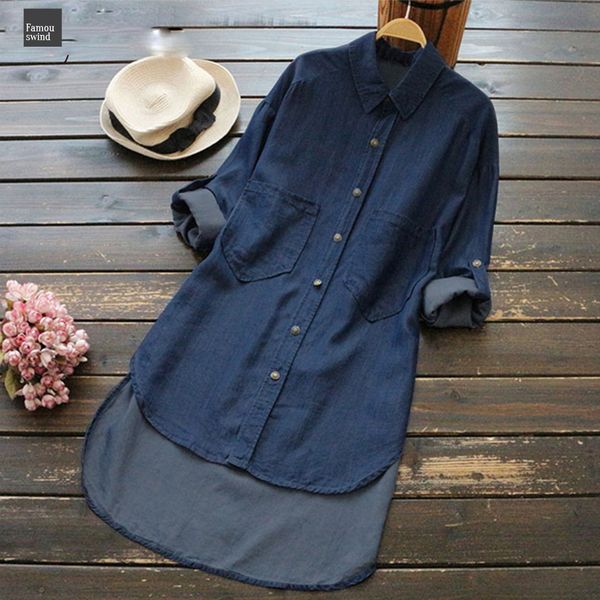 4xl 5xl big blouse denim shirt women irregular hem length pockets buttons long sleeve womens autumn jean wash stone, White
4xl 5xl big blouse denim shirt women irregular hem length pockets buttons long sleeve womens autumn jean wash stone, White