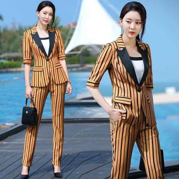 women's suits & blazers fashion striped suit korean version of spring and summer five-point sleeve temperament wild two-piece, White;black
women's suits & blazers fashion striped suit korean version of spring and summer five-point sleeve temperament wild two-piece, White;black