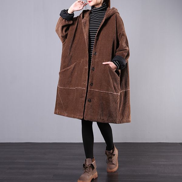 winter parkas large size women retro padded warm corduroy coat 2019 new ladies hooded button loose all-match overcoat, Black
winter parkas large size women retro padded warm corduroy coat 2019 new ladies hooded button loose all-match overcoat, Black