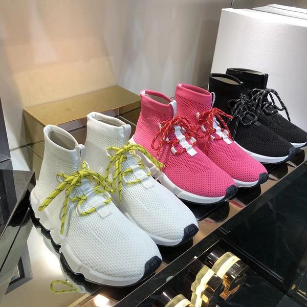 2019 new designer laces sock shoes speed trainer sneakers men women trainers stretch-knit mid sneakers trainer double box, Black
2019 new designer laces sock shoes speed trainer sneakers men women trainers stretch-knit mid sneakers trainer double box, Black