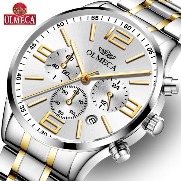 men's watches olmeca fashion watch chronograph waterproof wrist watches stainless steel watch relogio masculino, Slivery;brown
men's watches olmeca fashion watch chronograph waterproof wrist watches stainless steel watch relogio masculino, Slivery;brown